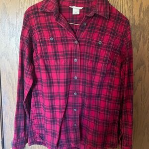 Duluth Red and Black Flannel Button Down Shirt with Collar **